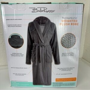 Bella Russo weighted extra soft plush robe therapeutic mens new gray one size